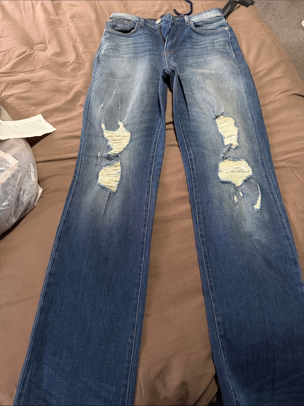 HUDSON Women’s Distressed Blue Denim Jeans - Classic Straight Fit